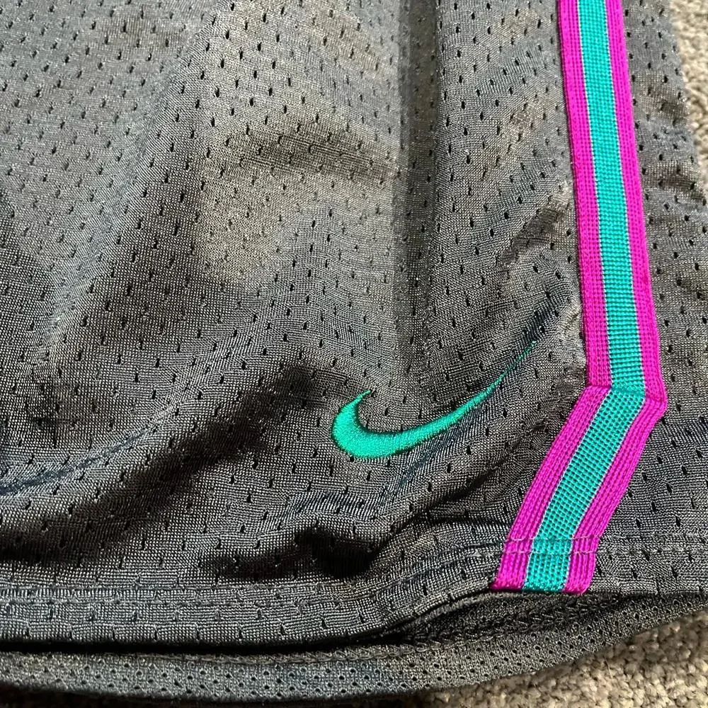 Womens NIKE Dri Fit Running Shorts blue‎ & purple side stripes